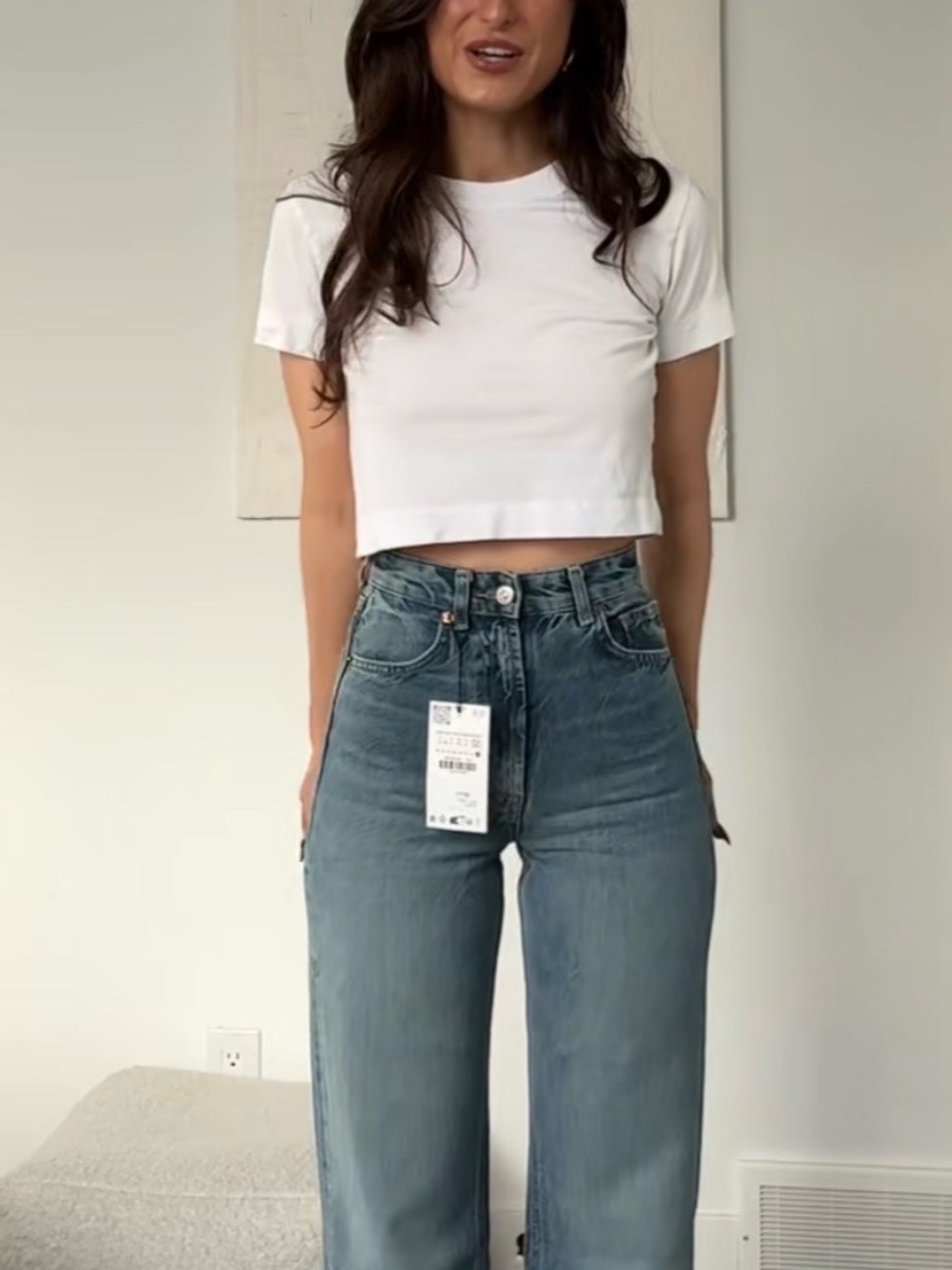 Zara high waist wide leg jeans, raw hem - Picture 8 of 9